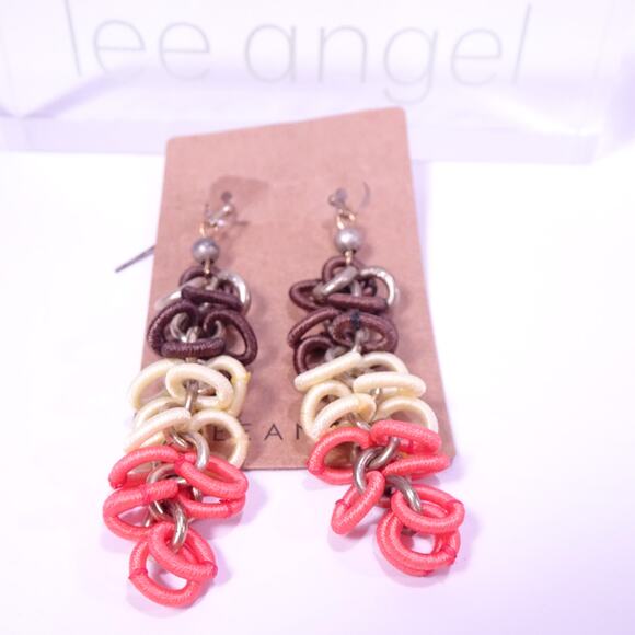 Lee Angel Women's The Nudes Antique Brass Silk Ring Drop Earrings NWT 110 - Picture 1 of 5